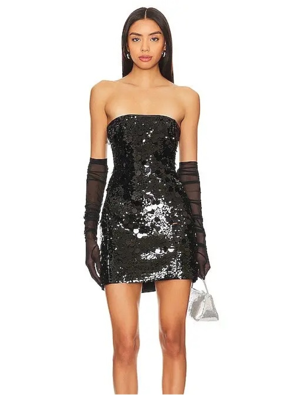 Danielle Guizio Paillette Tube Dress Black